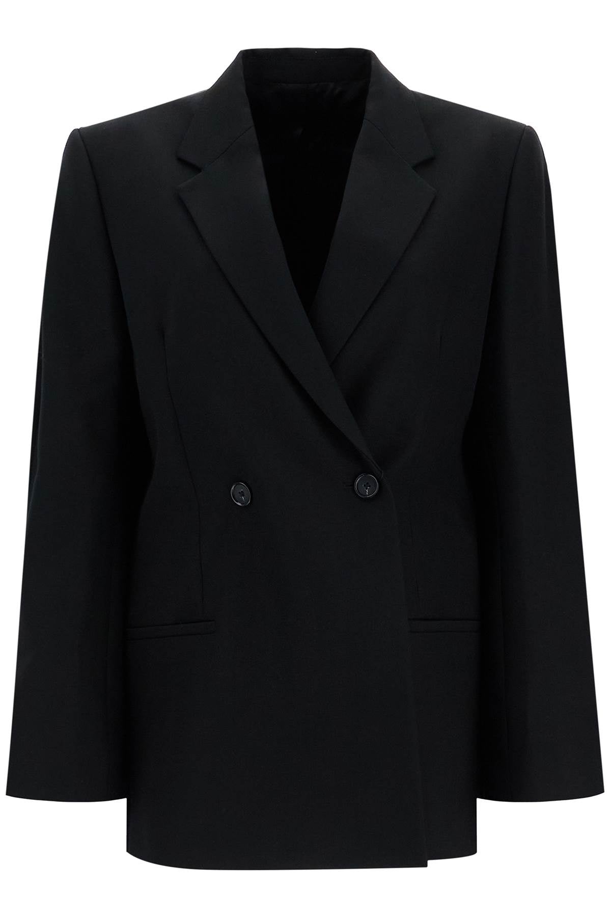 Toteme Double Breasted Recycled Wool Blazer   Black