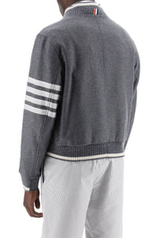 Thom Browne 4 Bar Varsity Jacket In Wool Mel   Grey