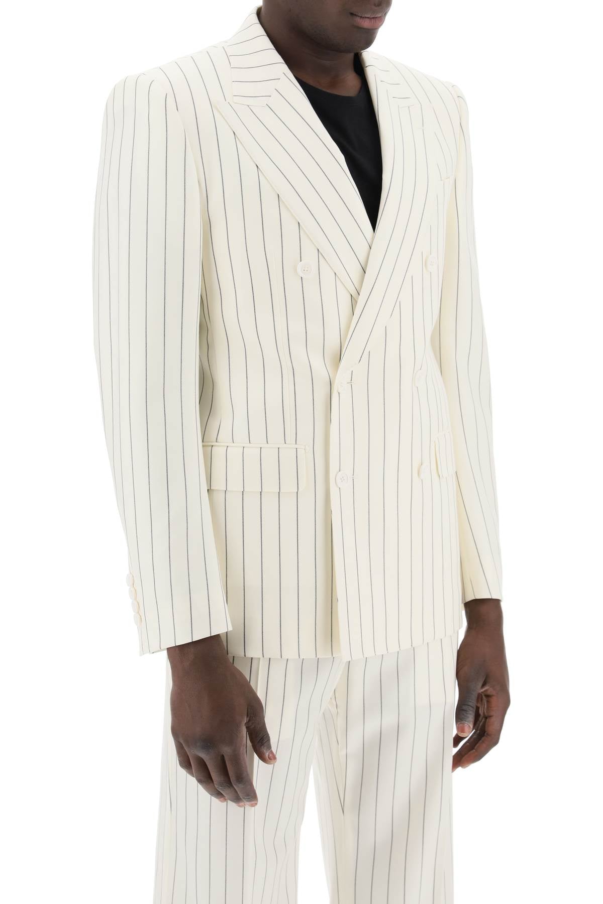 Dolce & Gabbana Double Breasted Pinstripe   White