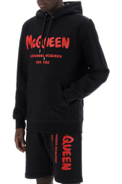 Alexander Mcqueen Graffiti Hoodie   Black