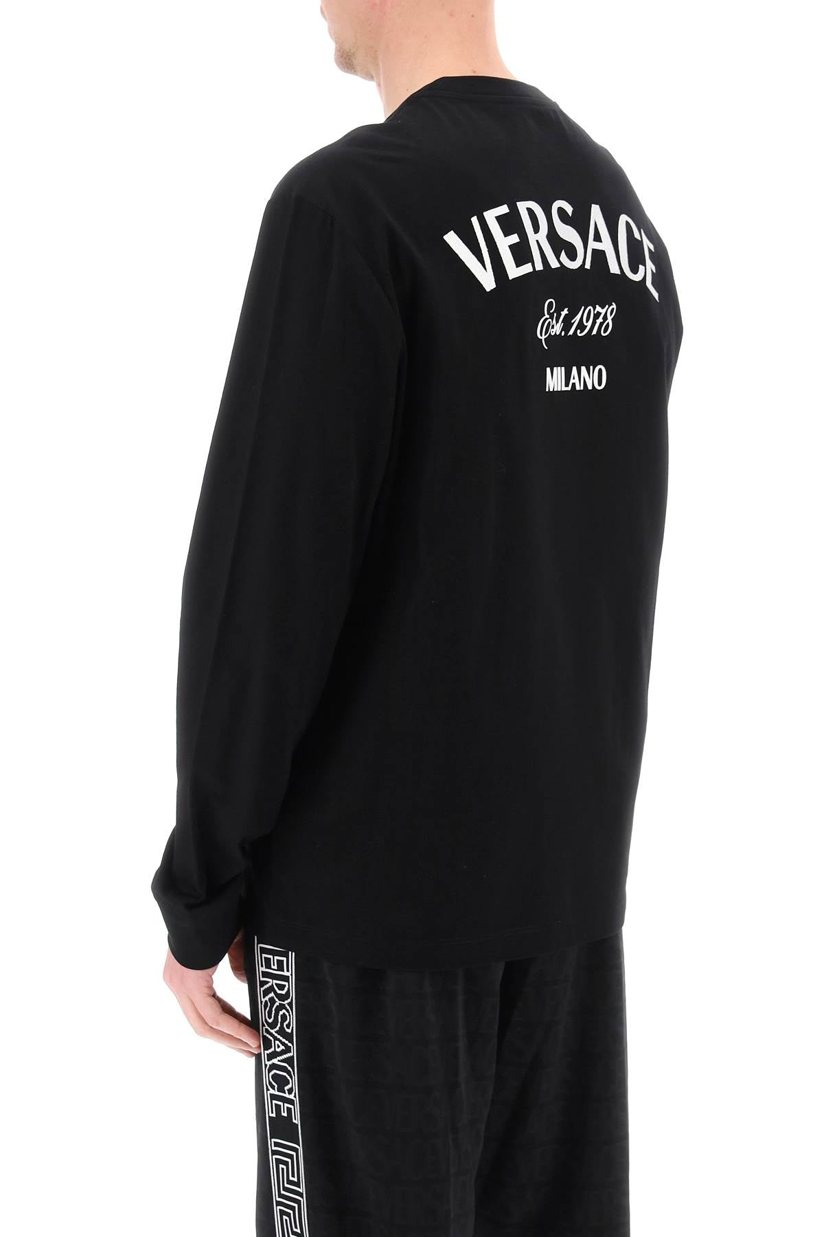 Versace Milano Stamp Long Sleeved T Shirt   Black