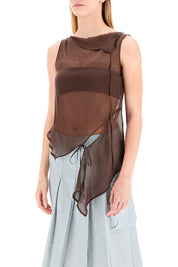 Paloma Wool Asymmetric Chiffon Sato Top   Brown