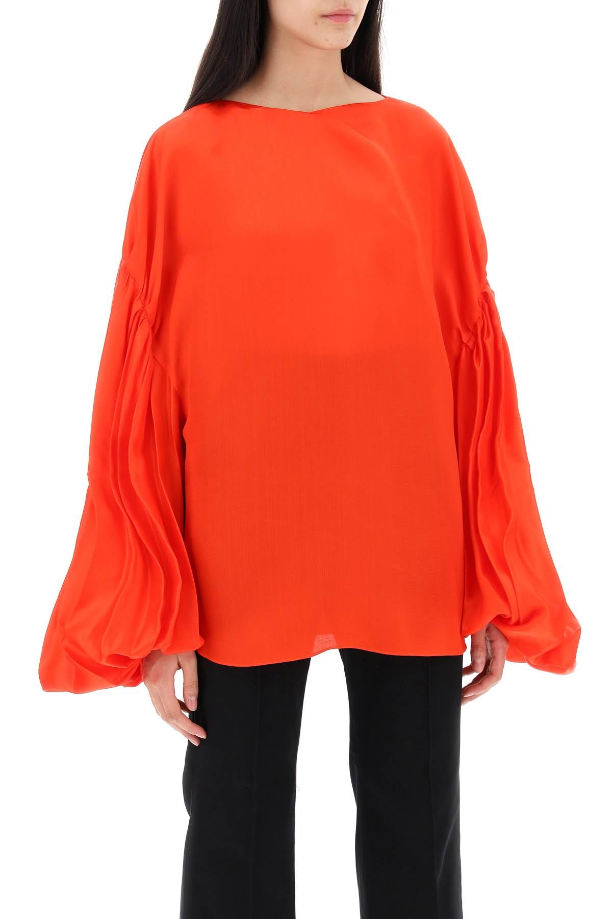 Khaite Replace With Double Quotequico Blouse With Puffed Sleeves   Red