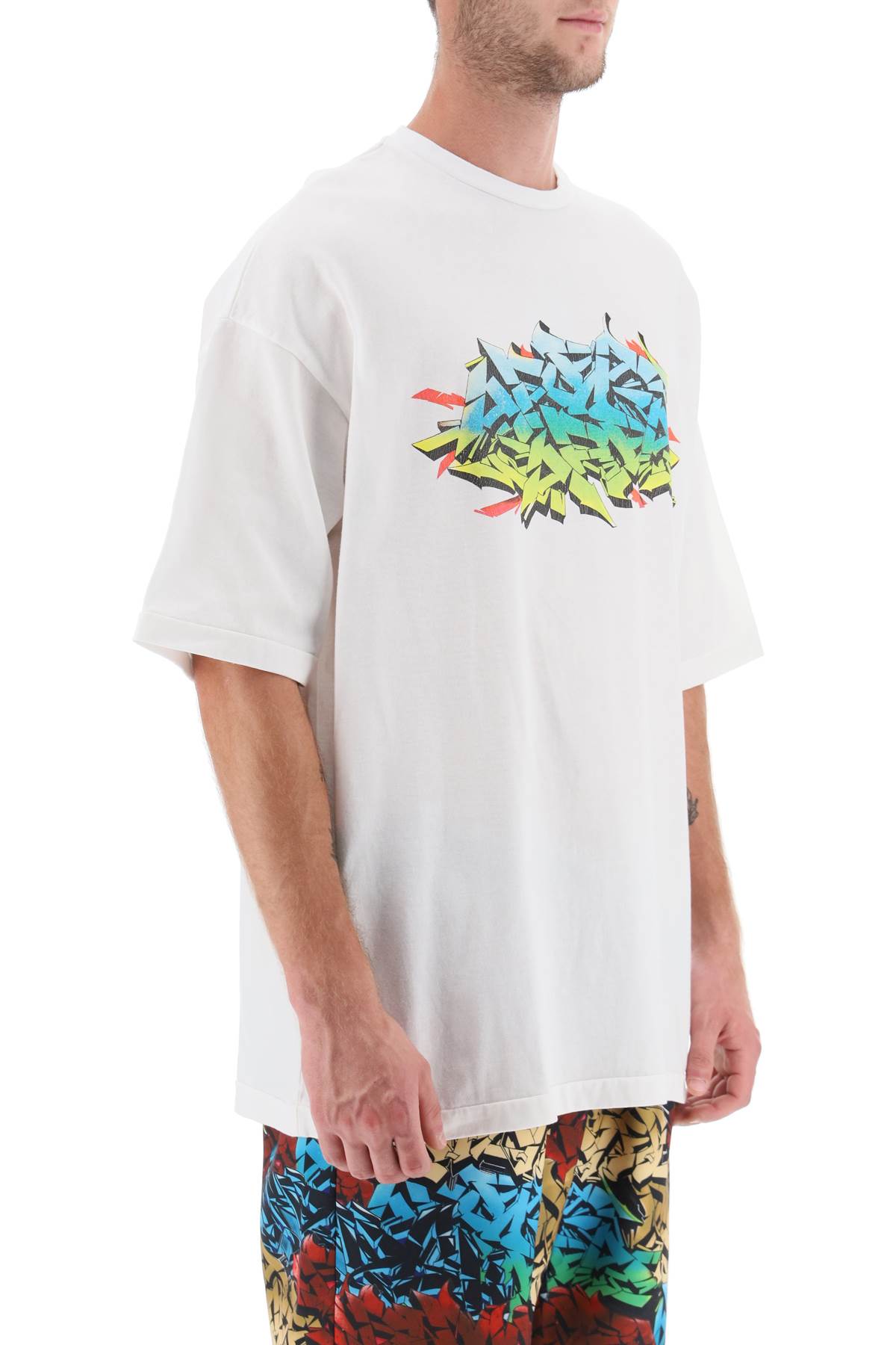 Children Of The Discordance Graffiti Print T Shirt   White