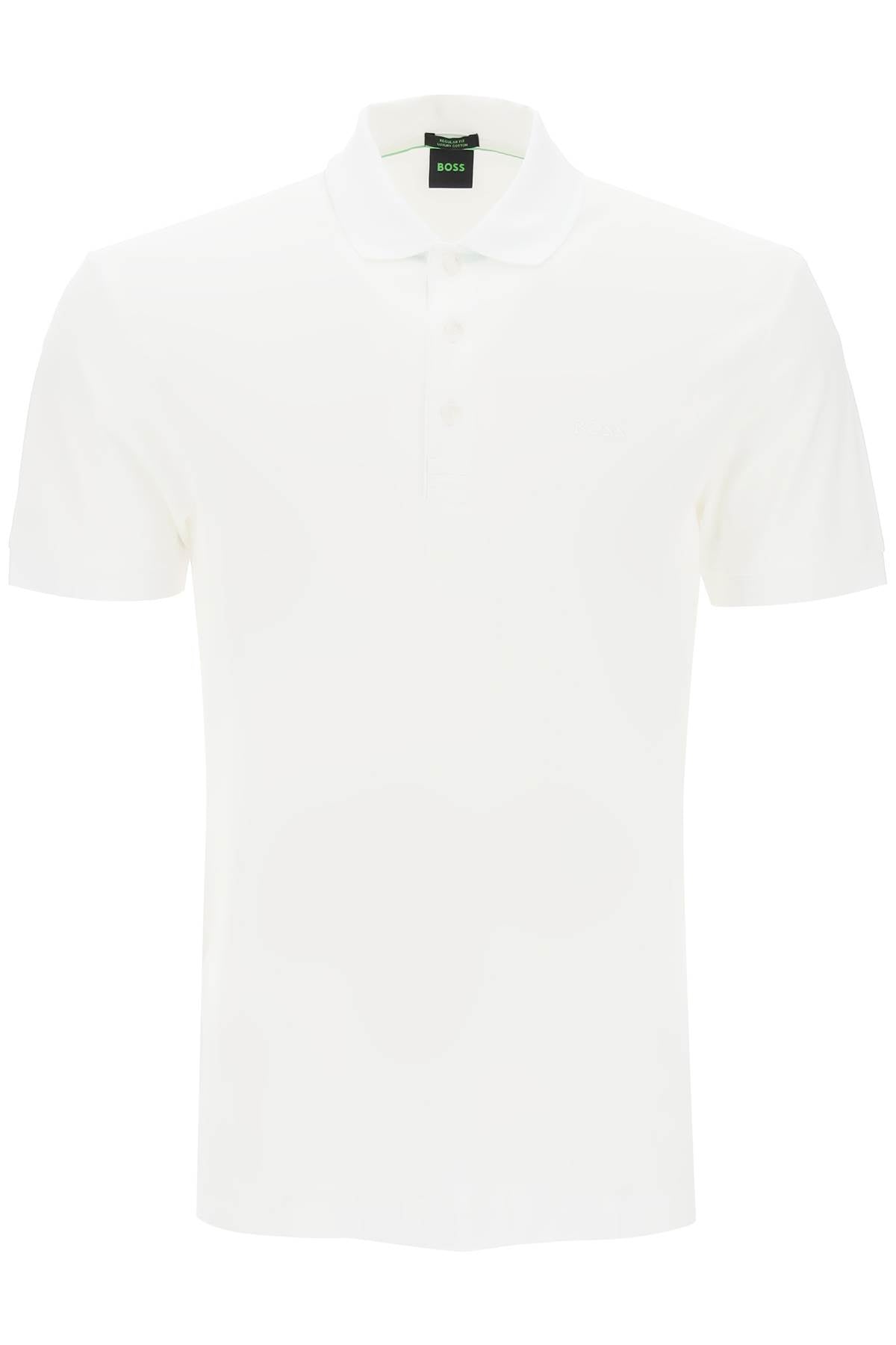 Boss Regular Fit Jacquard Polo Shirt   White