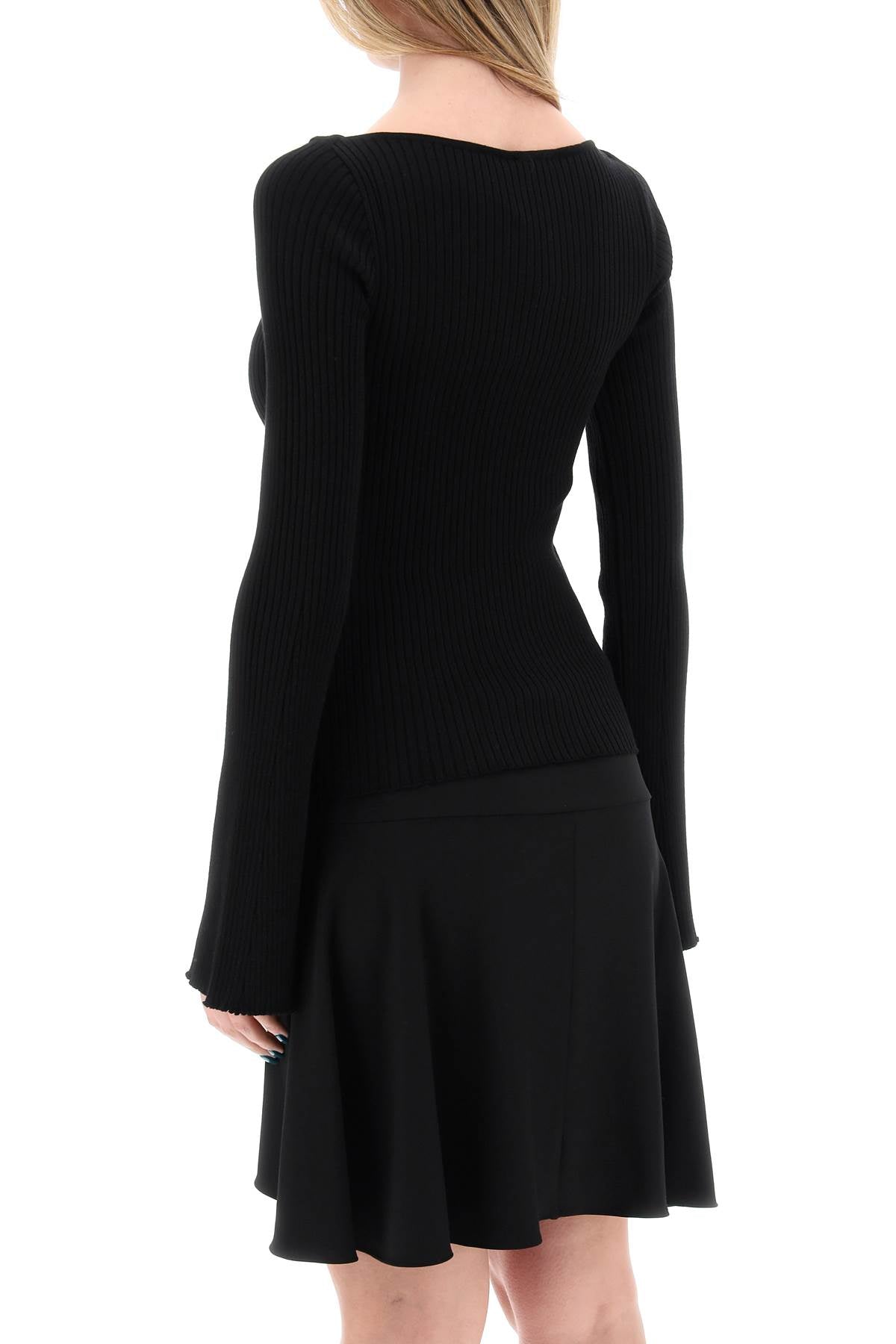 Courreges Ribbed Knit Pullover Sweater   Black