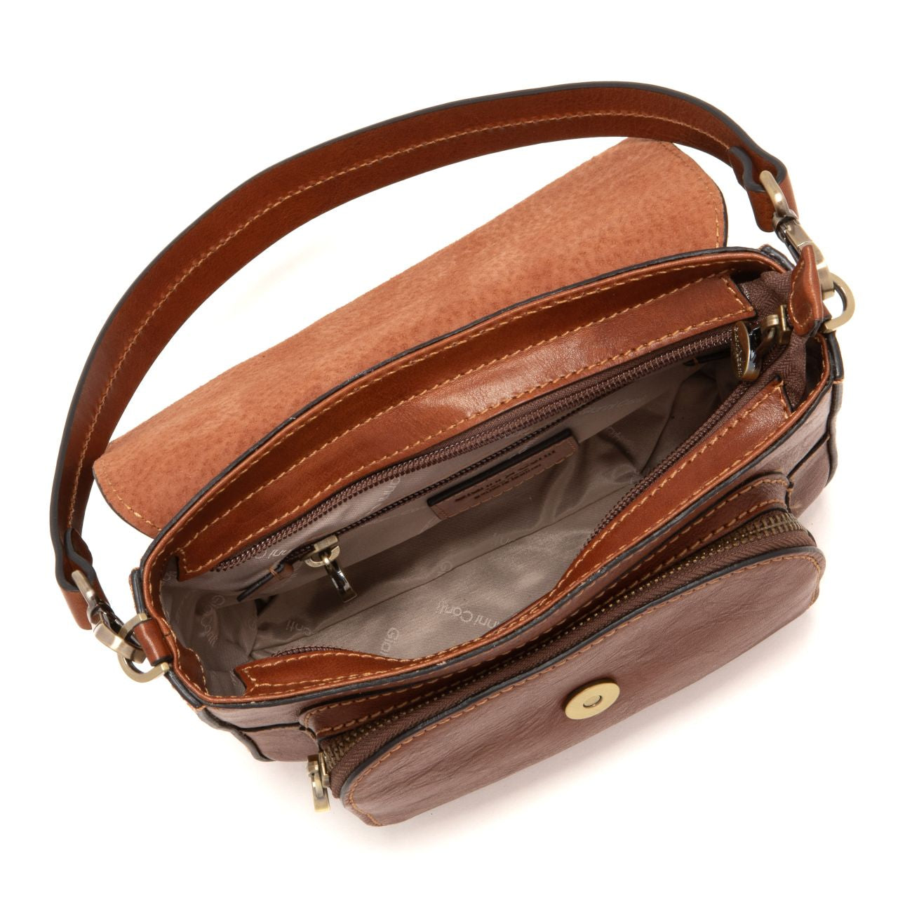 CLEO Cognac Leather Shoulder Bag by Gianni Conti
