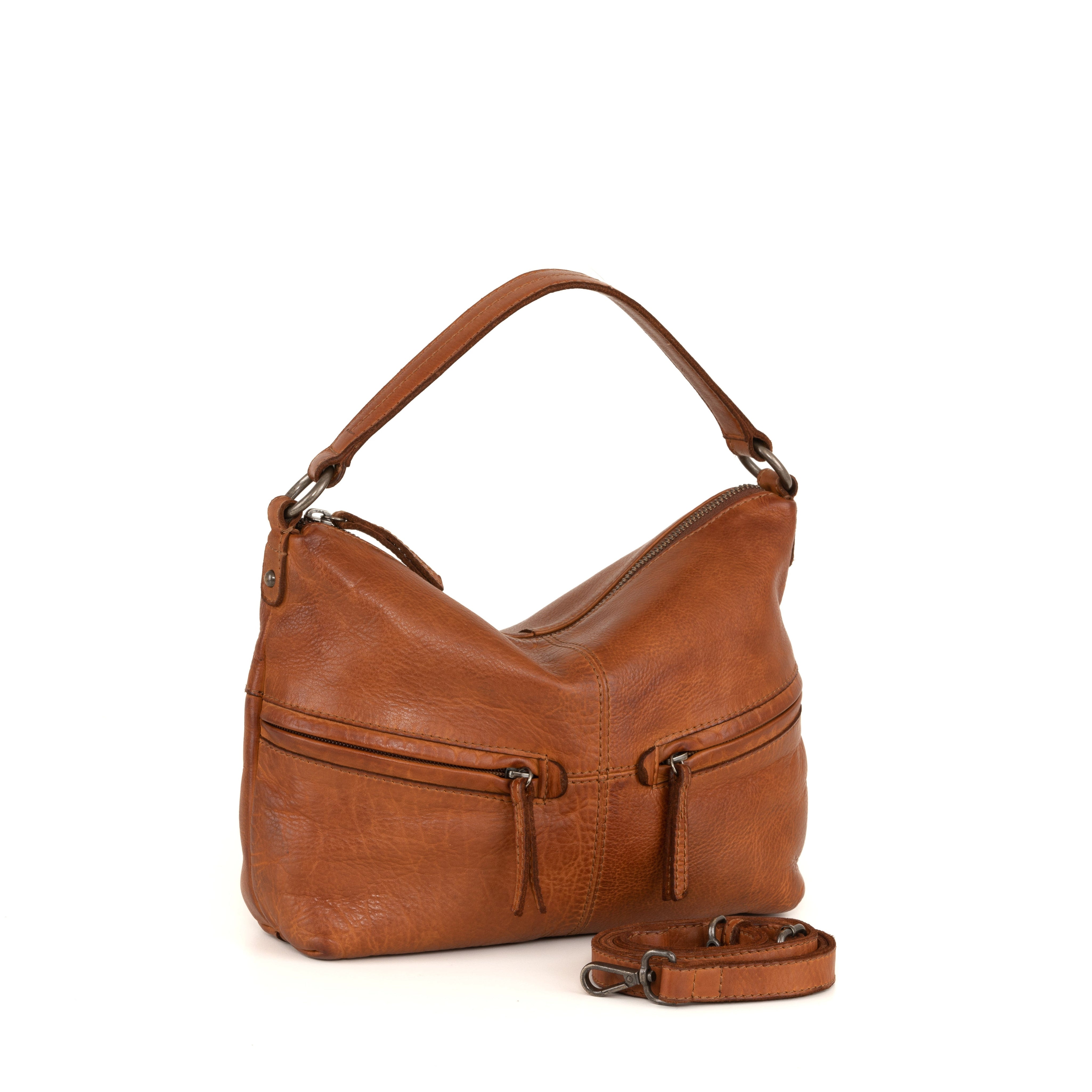 Gianni Conti Lula Vintage Studded Cognac Shoulder Bag