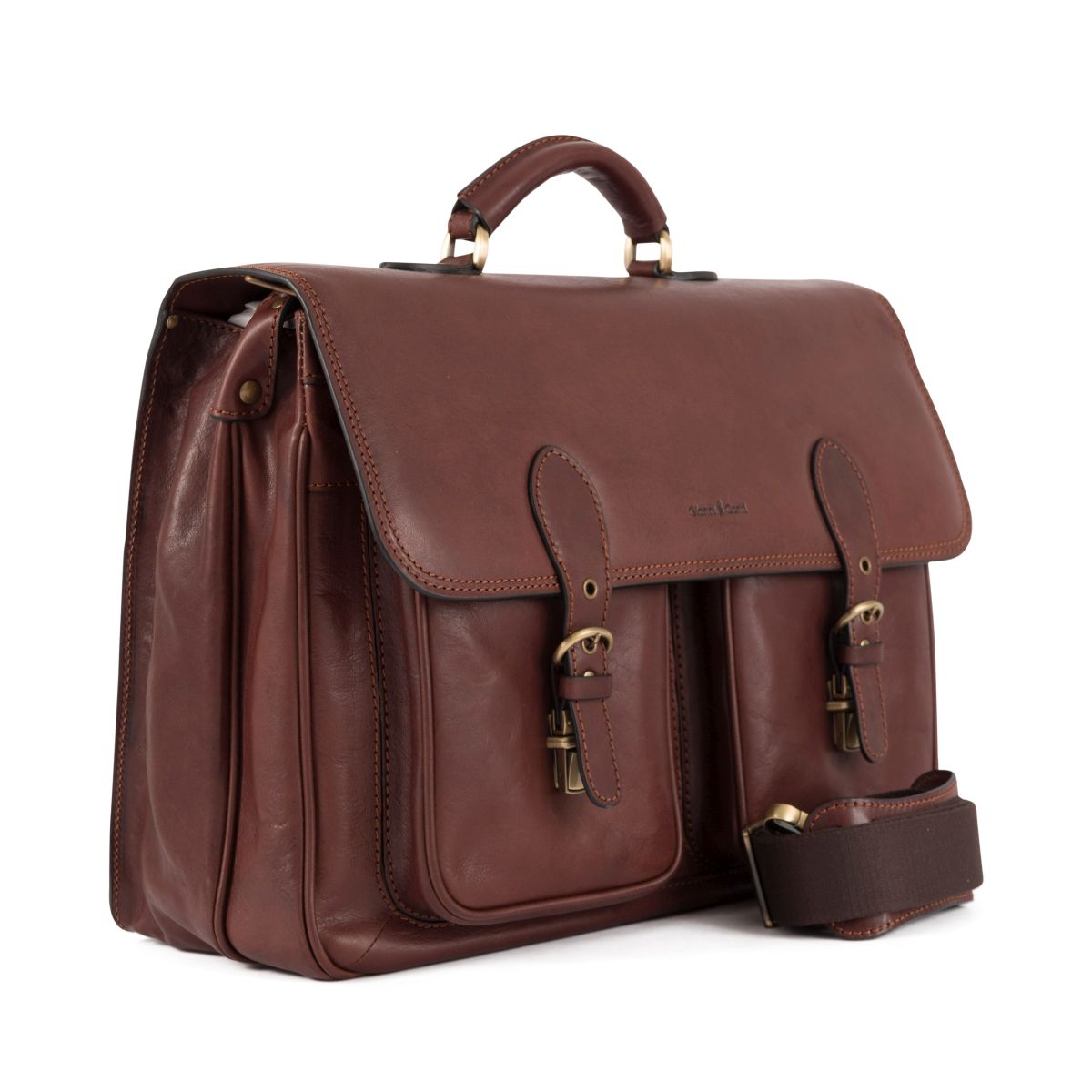 Gianni Conti Cressy Dark Brown Leather Briefcase