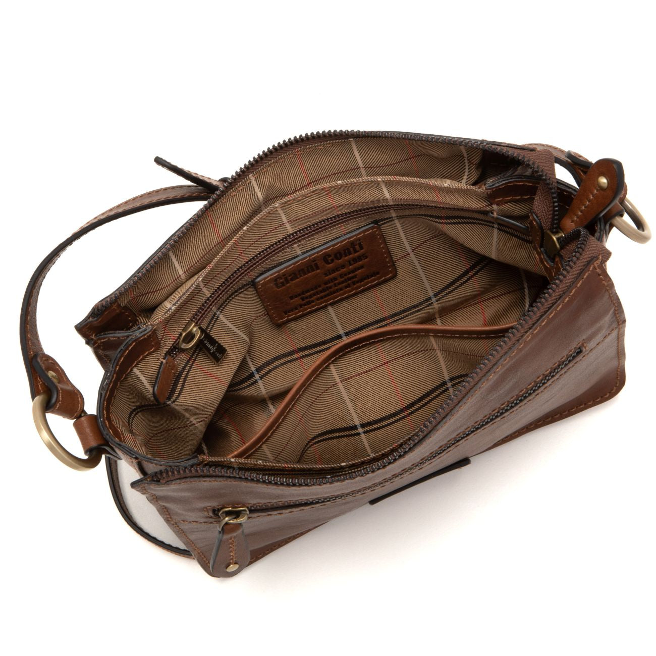 Gianni Conti Brown Leather Crossbody Bag - PAM