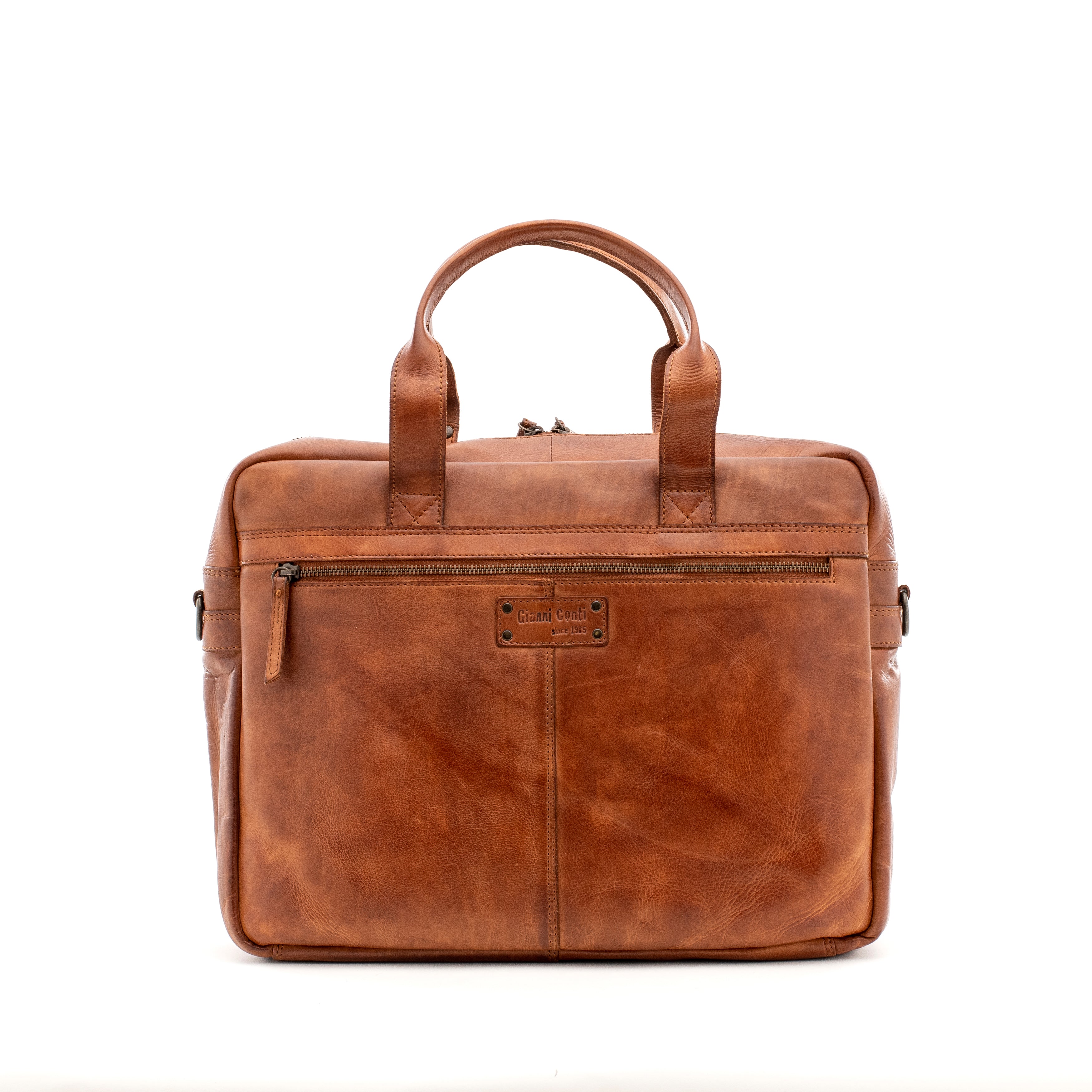 Gianni Conti Ronda Vintage Cognac Leather Briefcase