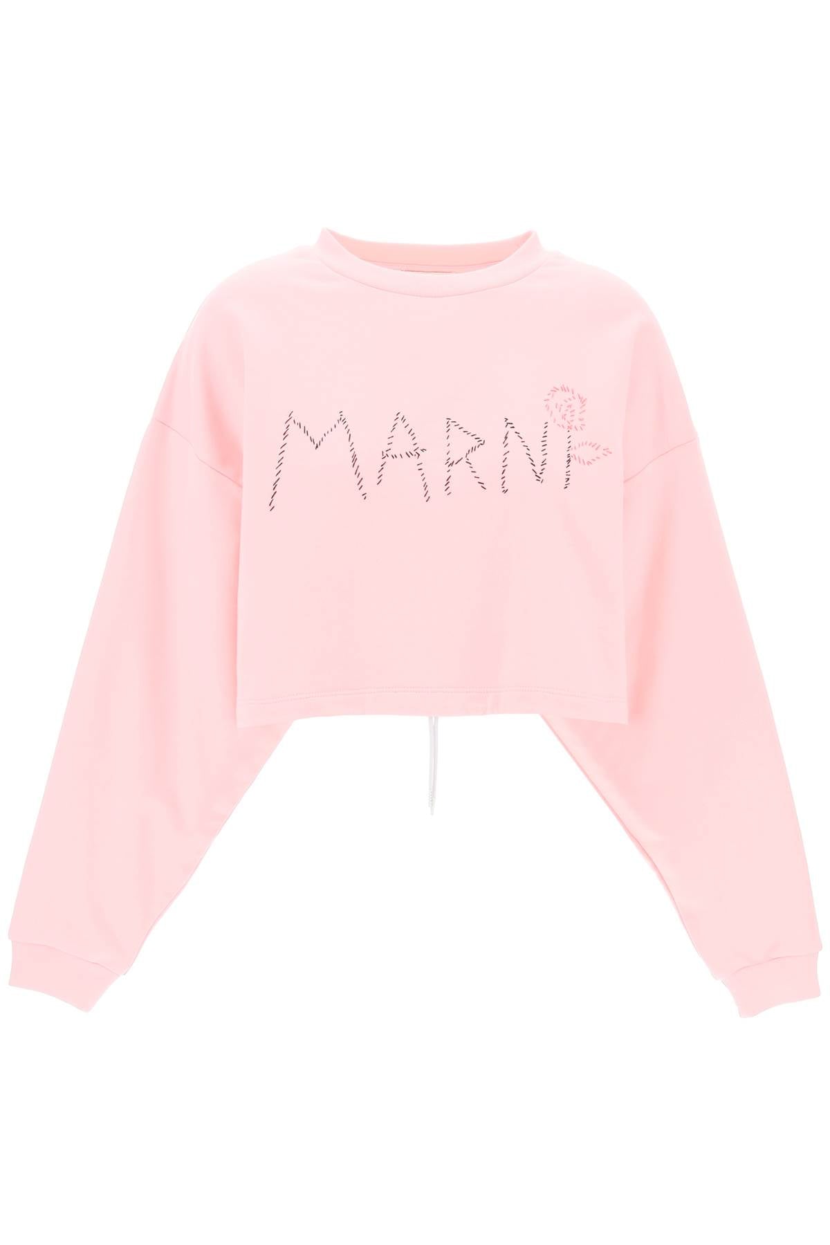 Marni Replace With Double Quoteorganic Cotton Sweatshirt With Hand Embroid   Pink