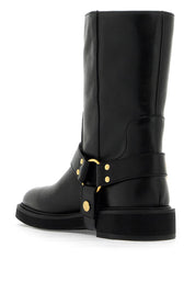 Valentino Garavani Vlogo Signature Leather Biker Boots   Black