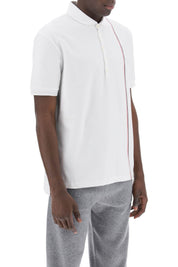 Thom Browne Polo Shirt With Tricolor Intarsia   White