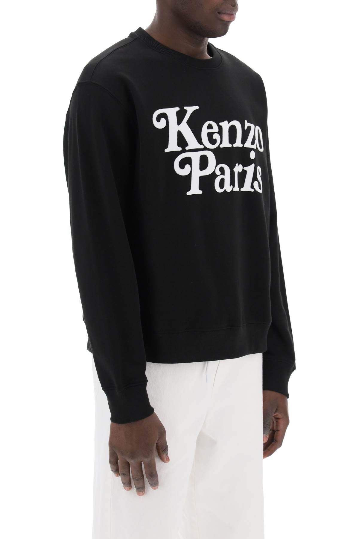 Kenzo Replace With Double Quotefleece Sweatshirt With F   Black