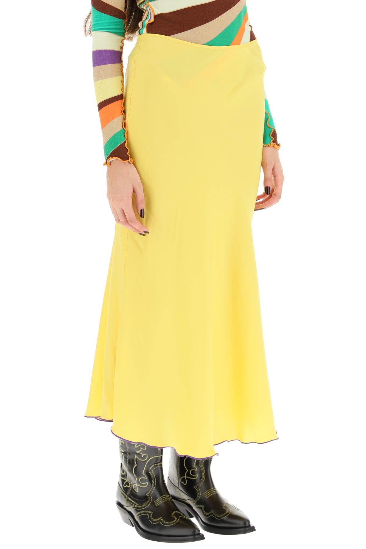 Siedres 'Prim' Satin Midi Skirt   Yellow