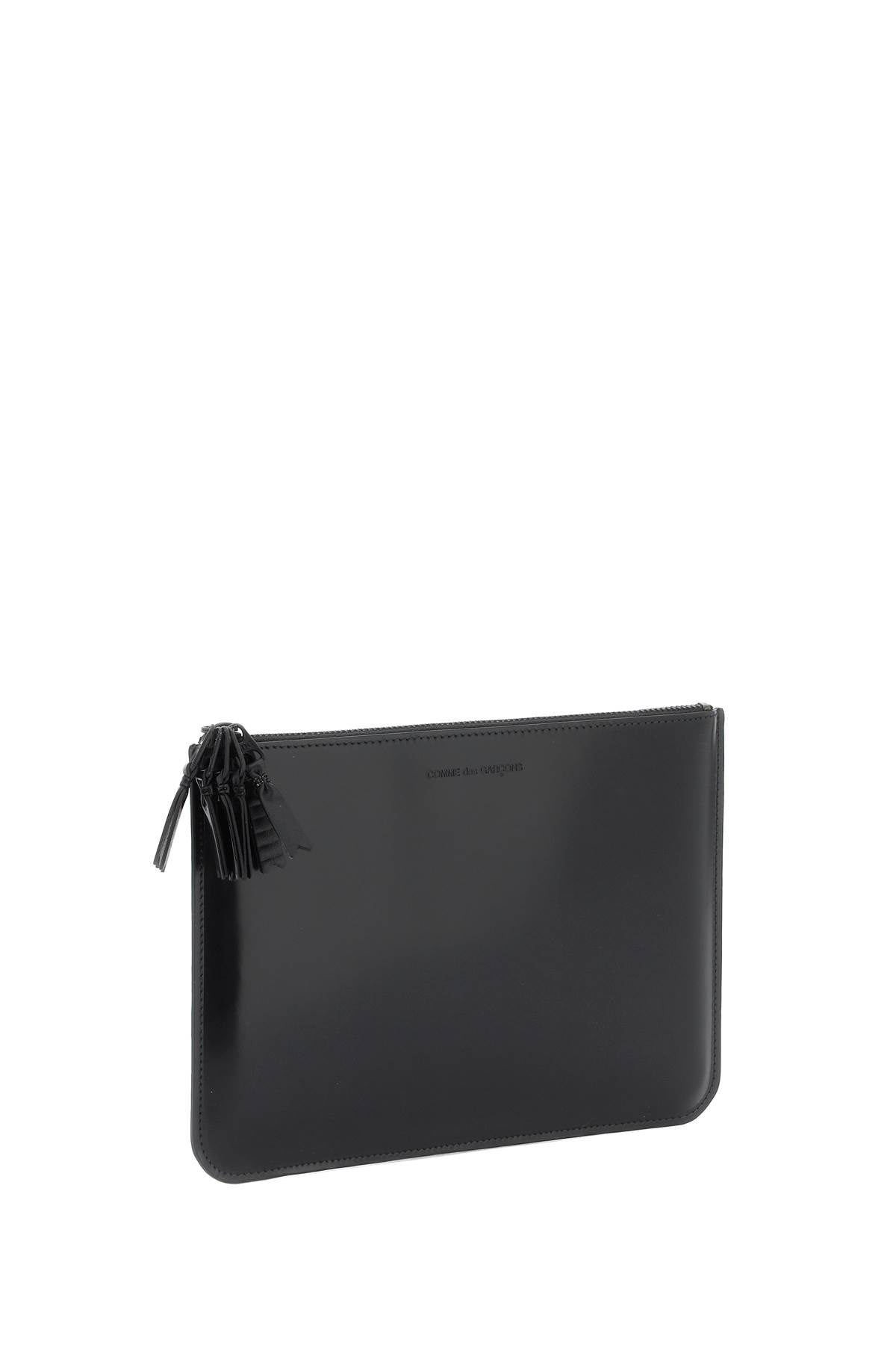 Comme Des Garcons Wallet Brushed Leather Multi Zip Pouch With   Black