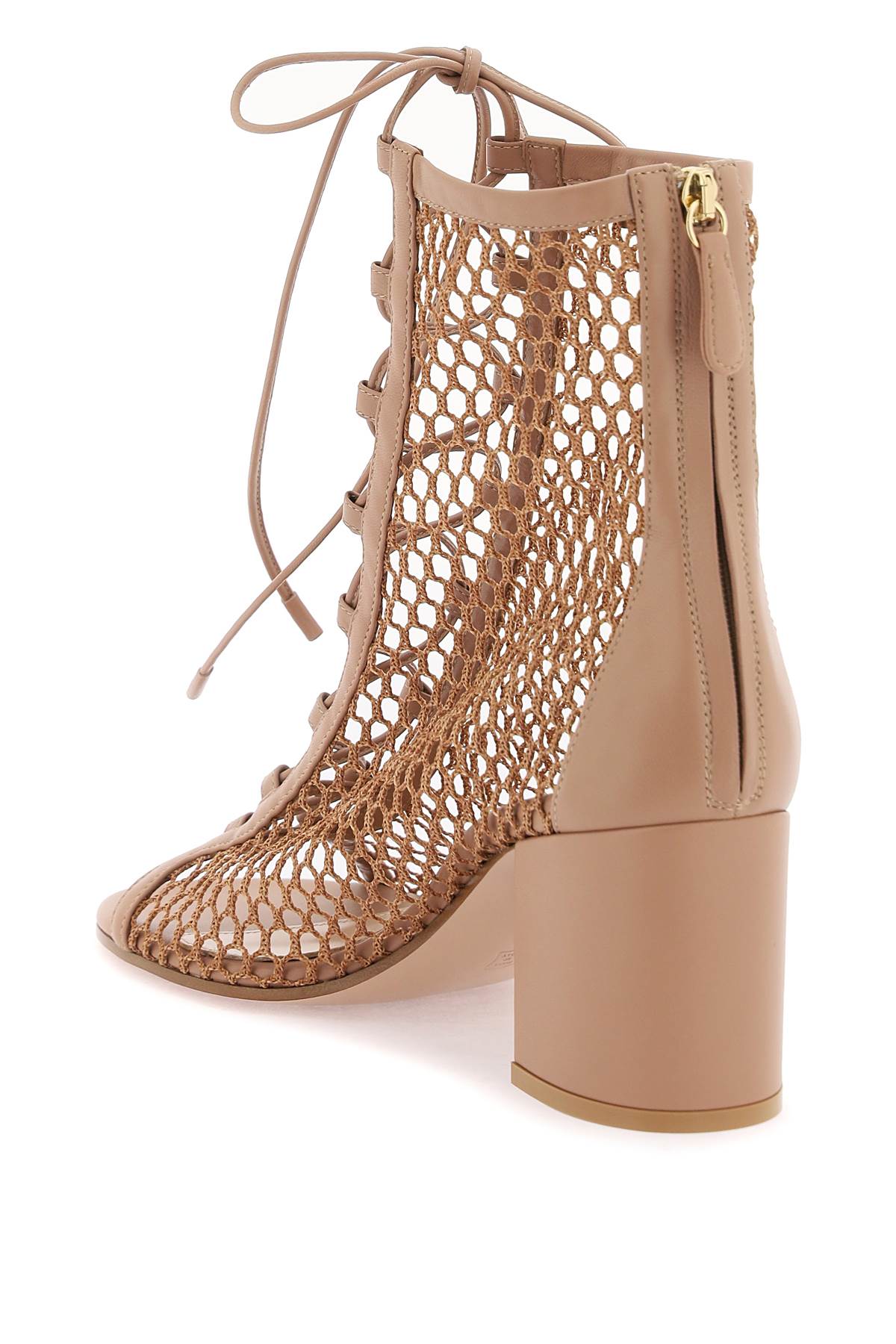 Gianvito Rossi Open Toe Mesh Ankle Boots With   Pink