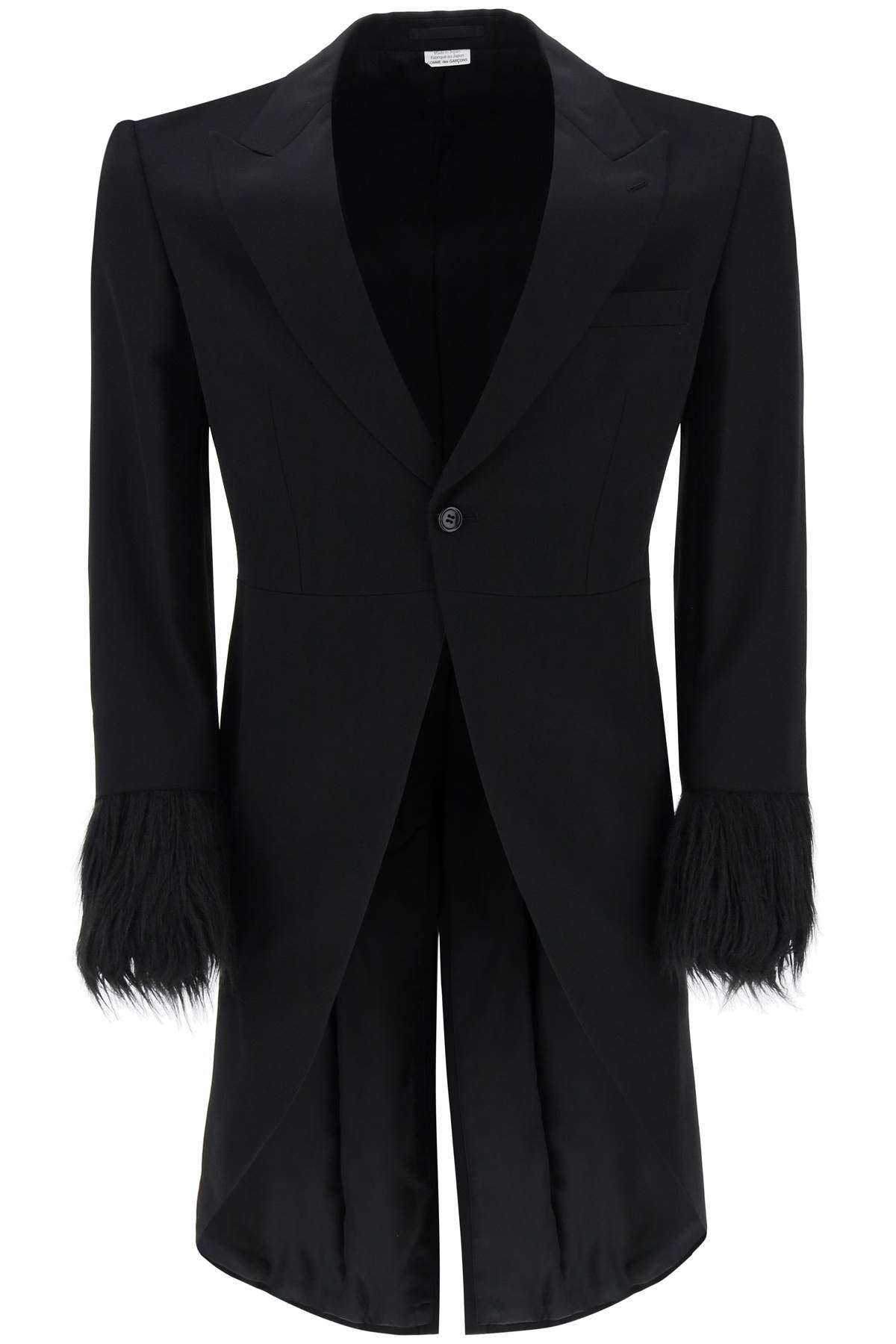 Comme Des Garcons Homme Plus Tailcoat With Eco Fur Inserts   Black