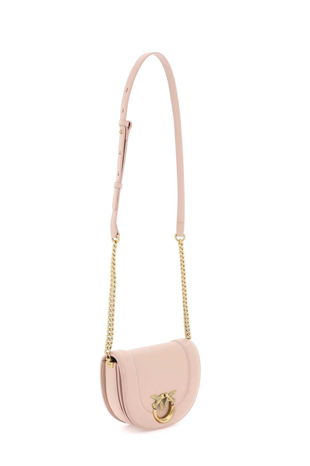 Pinko Mini Love Bag Click Round Leather Shoulder Bag   Pink