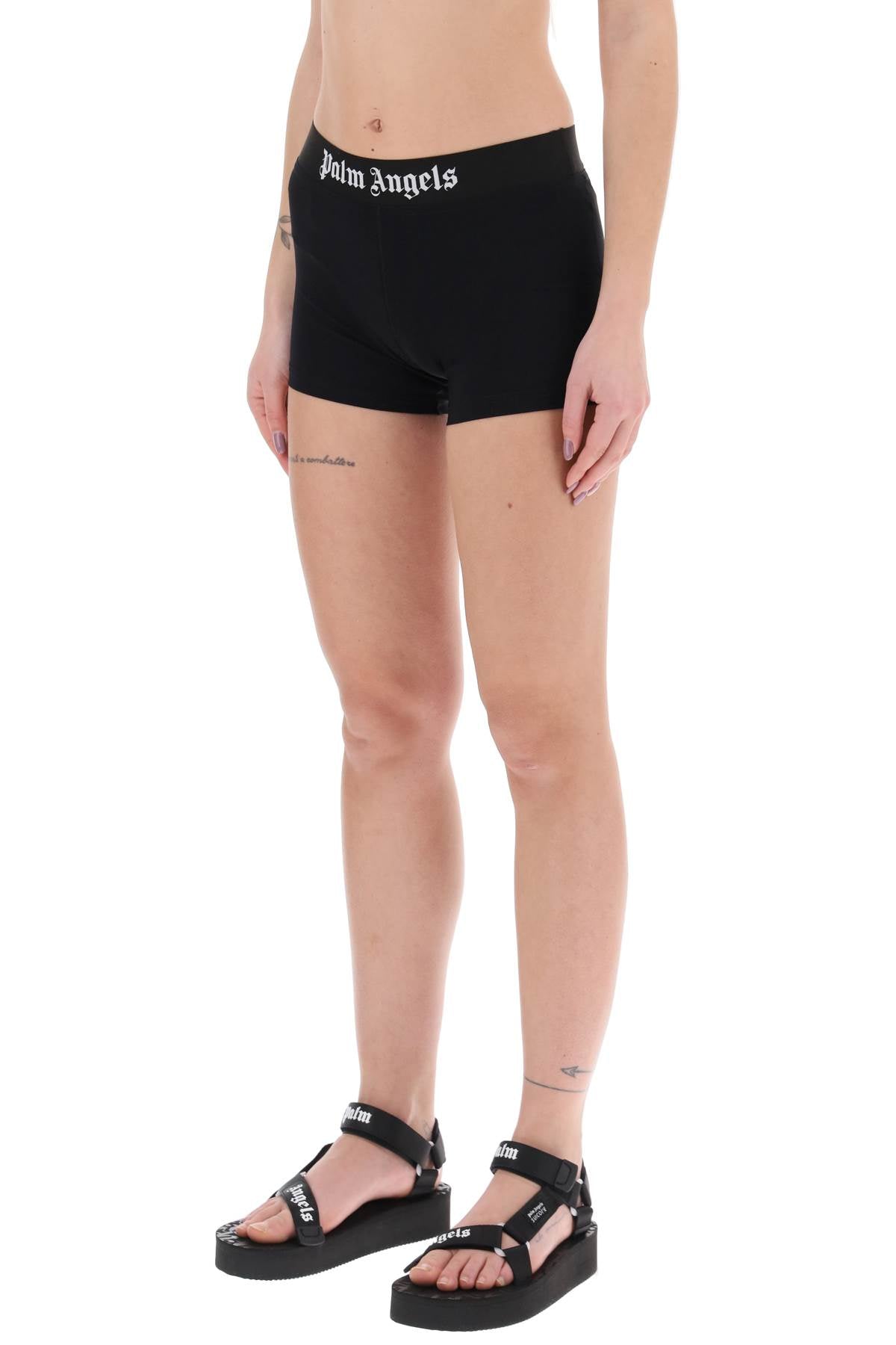 Palm Angels Sporty Shorts With Branded Stripe   Black