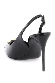 Dolce & Gabbana Glossy Leather Lollo Slingback Pumps   Black