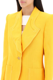 Casablanca Silk Blend Single Breasted Blazer   Yellow