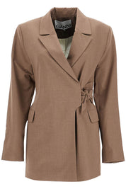 Ganni Double Breasted Blazer With   Brown