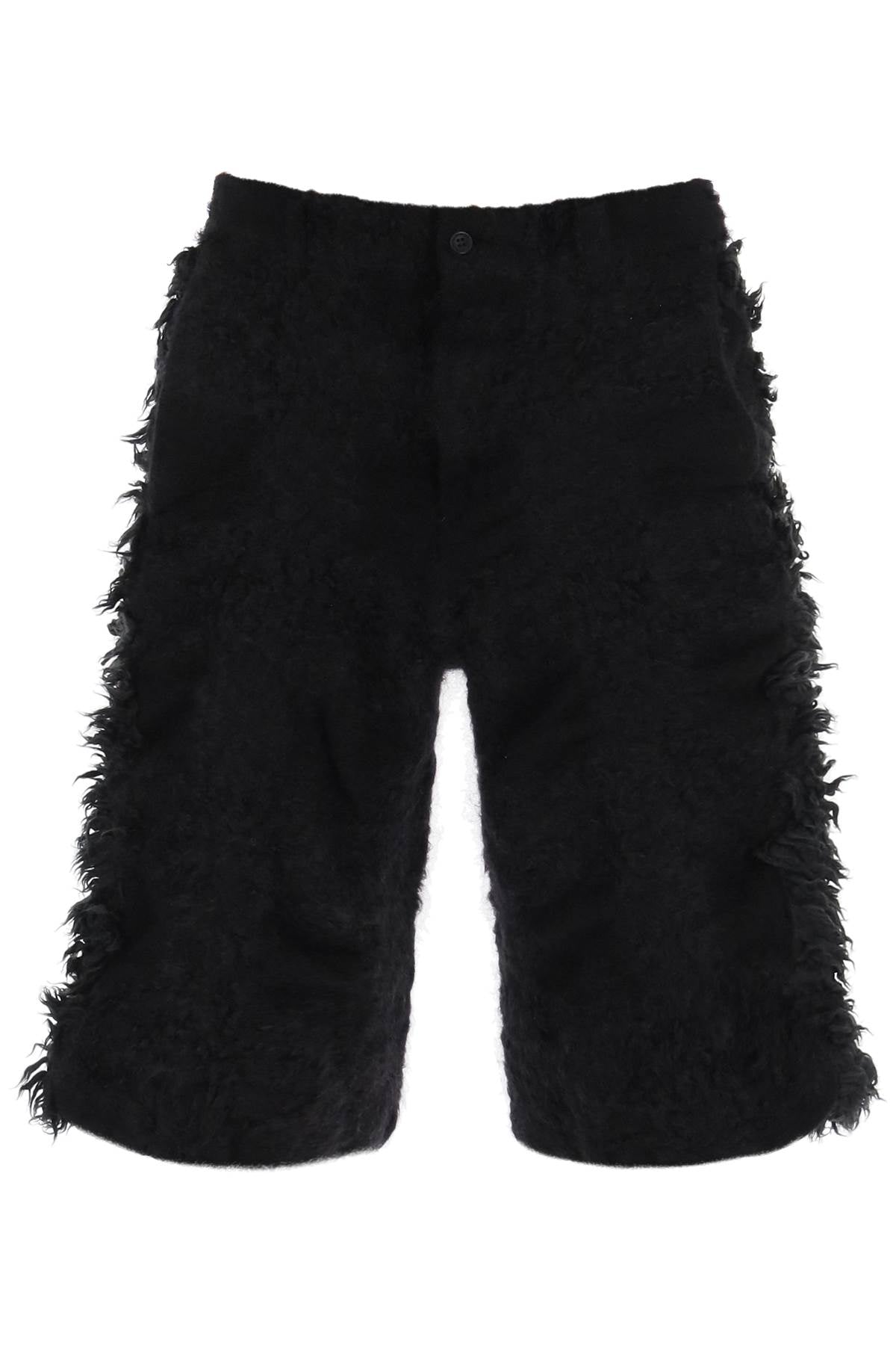 Comme Des Garcons Homme Plus Fur Effect Knitted Shorts   Black