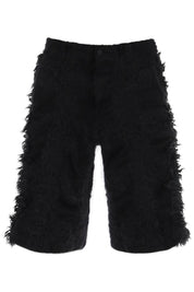 Comme Des Garcons Homme Plus Fur Effect Knitted Shorts   Black