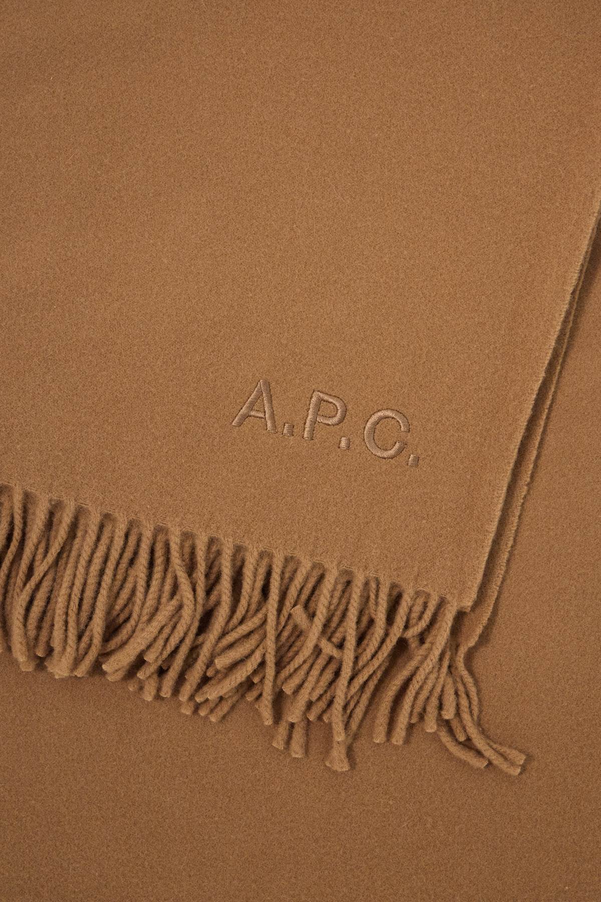 A.P.C. Alix Brodée Wool Scarf   Brown