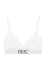 Versace '90s Logo Ribbed Bralette   White