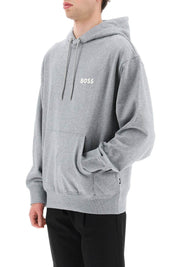 Boss Rubberized Logo Detail Hoodie   Grey