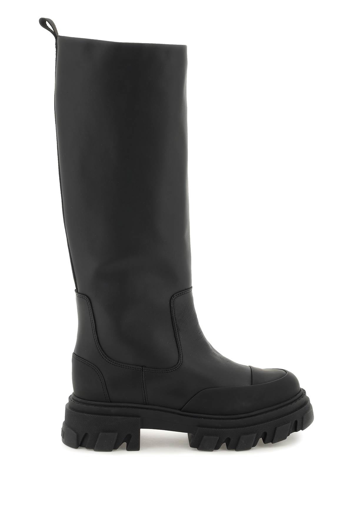 Ganni Tubular Leather Boots   Black