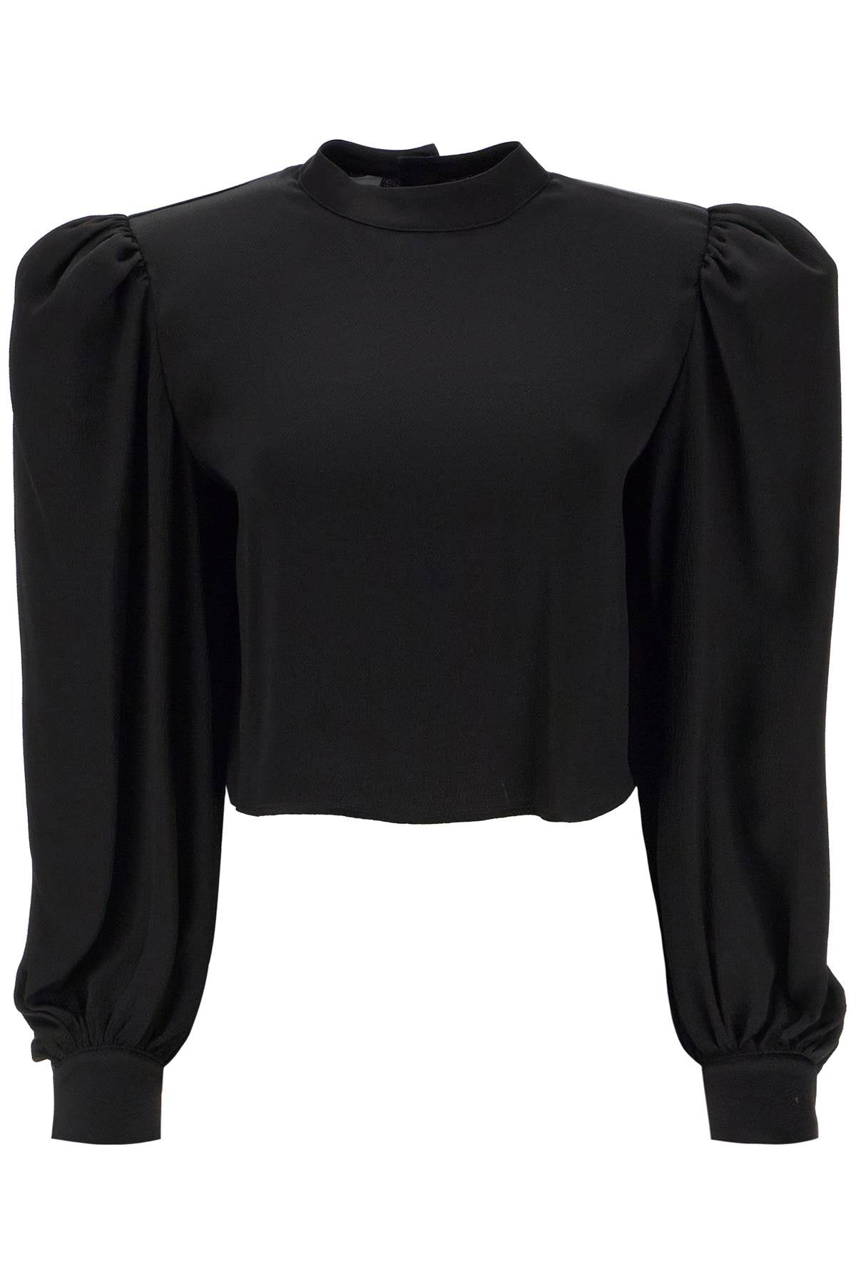 Mvp Wardrobe 'Edendale' Cropped Blouse In Satin   Black