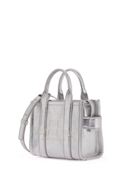 Marc Jacobs The Metallic Leather Crossbody Tote Bag     Silver