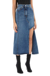 Alexander Mcqueen Denim Skirt With Cut Out   Blue