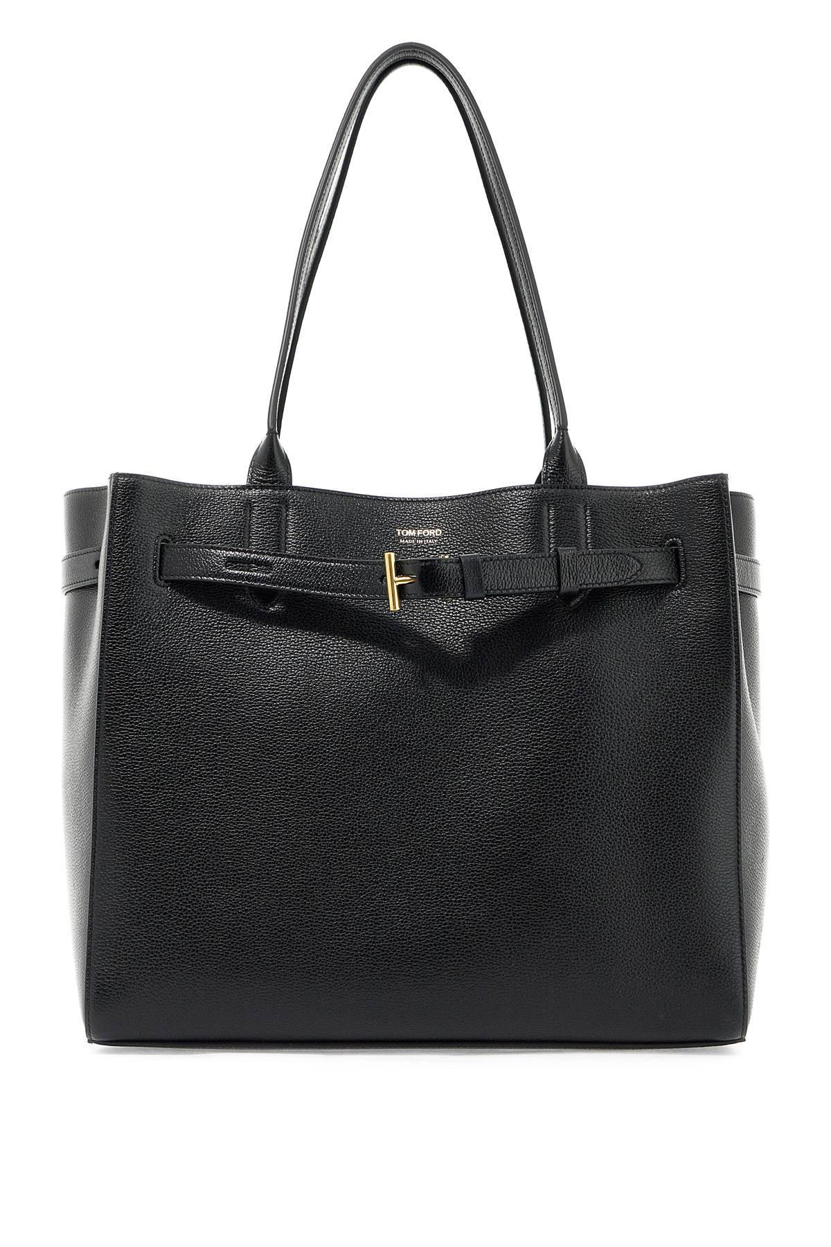 Tom Ford Hammered Leather Tote Bag   Black