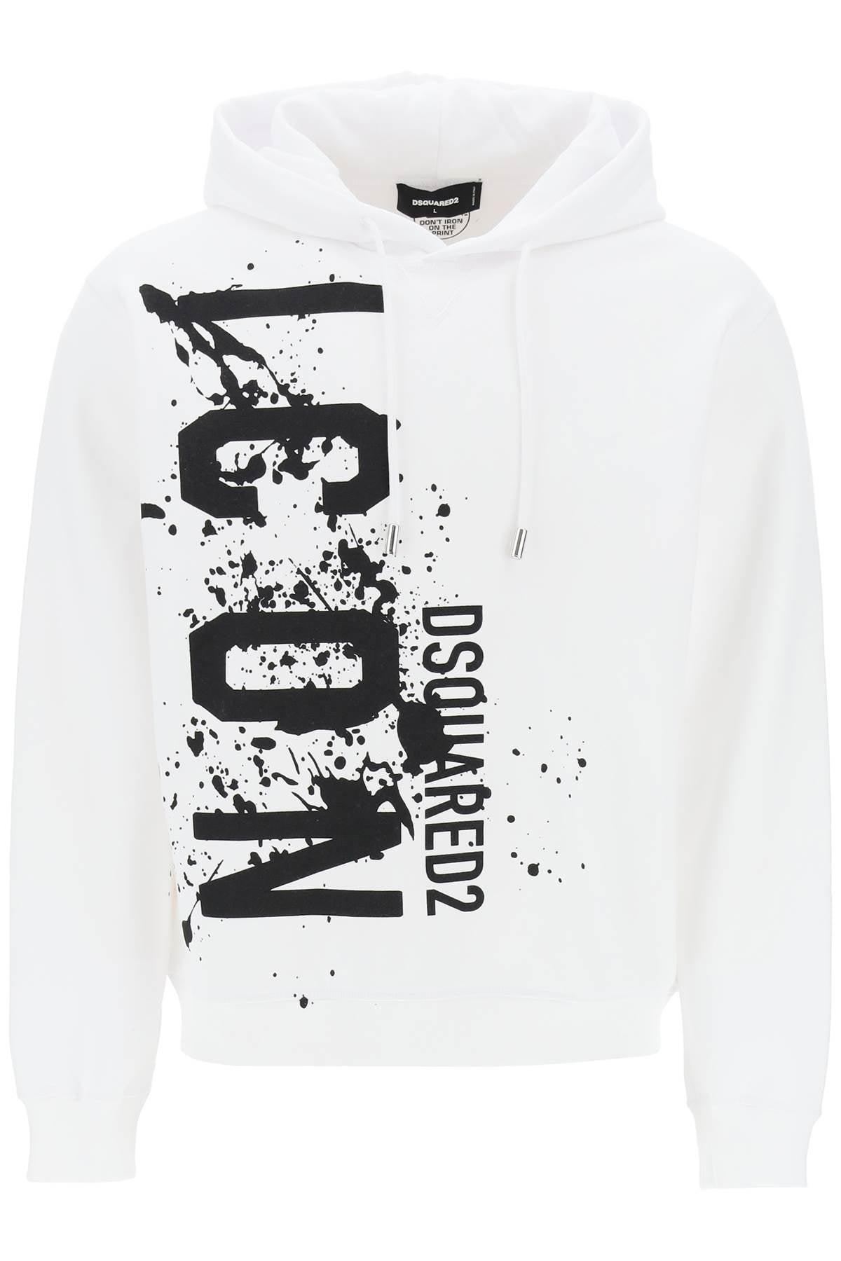 Dsquared2 Cool Fit Hoodie With Icon Splash Print   White