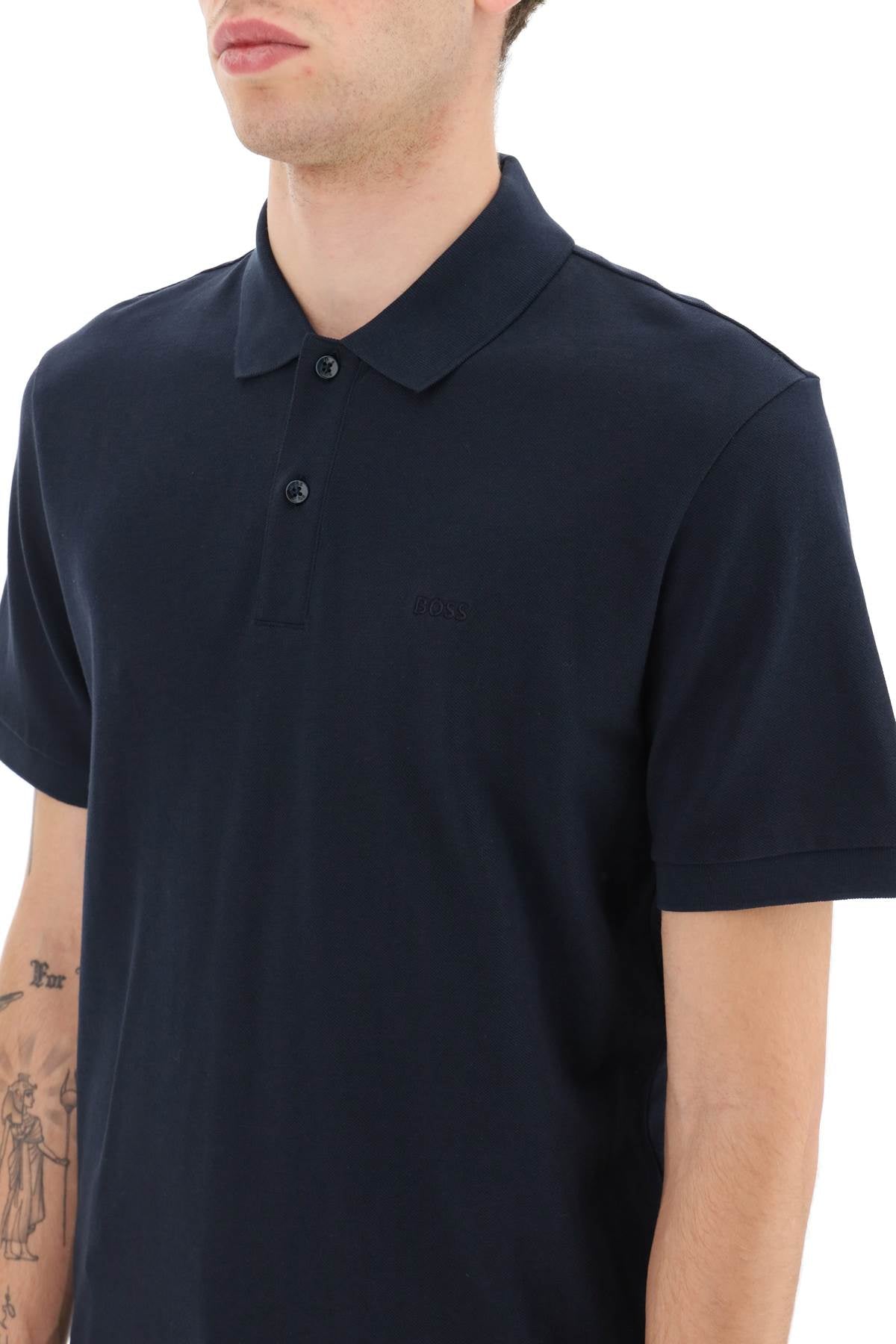 Boss Organic Cotton Pallas Polo Shirt   Blue