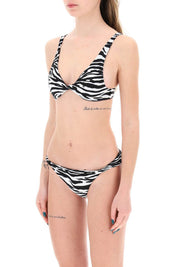 The Attico Animal Print Bikini Set In 8   White