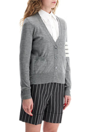 Thom Browne 4 Bar Wool Melange Cardigan   Grey