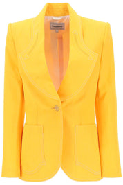 Casablanca Silk Blend Single Breasted Blazer   Yellow