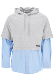 Moschino Hybrid Sweatshirt With Shirt Bottom   Grey