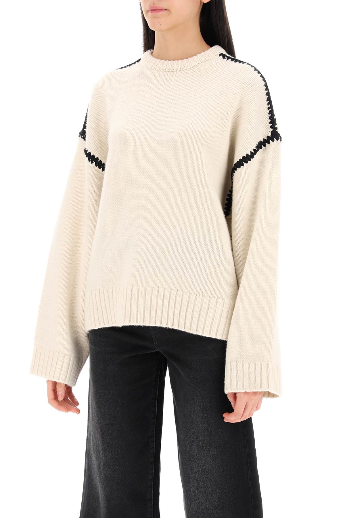 Toteme Sweater With Contrast Embroideries   Neutral