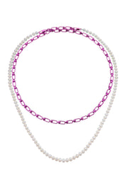 Eera 'Reine' Double Necklace With Pearls   White