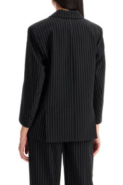 Ganni Striped Boxy Blazer   Black