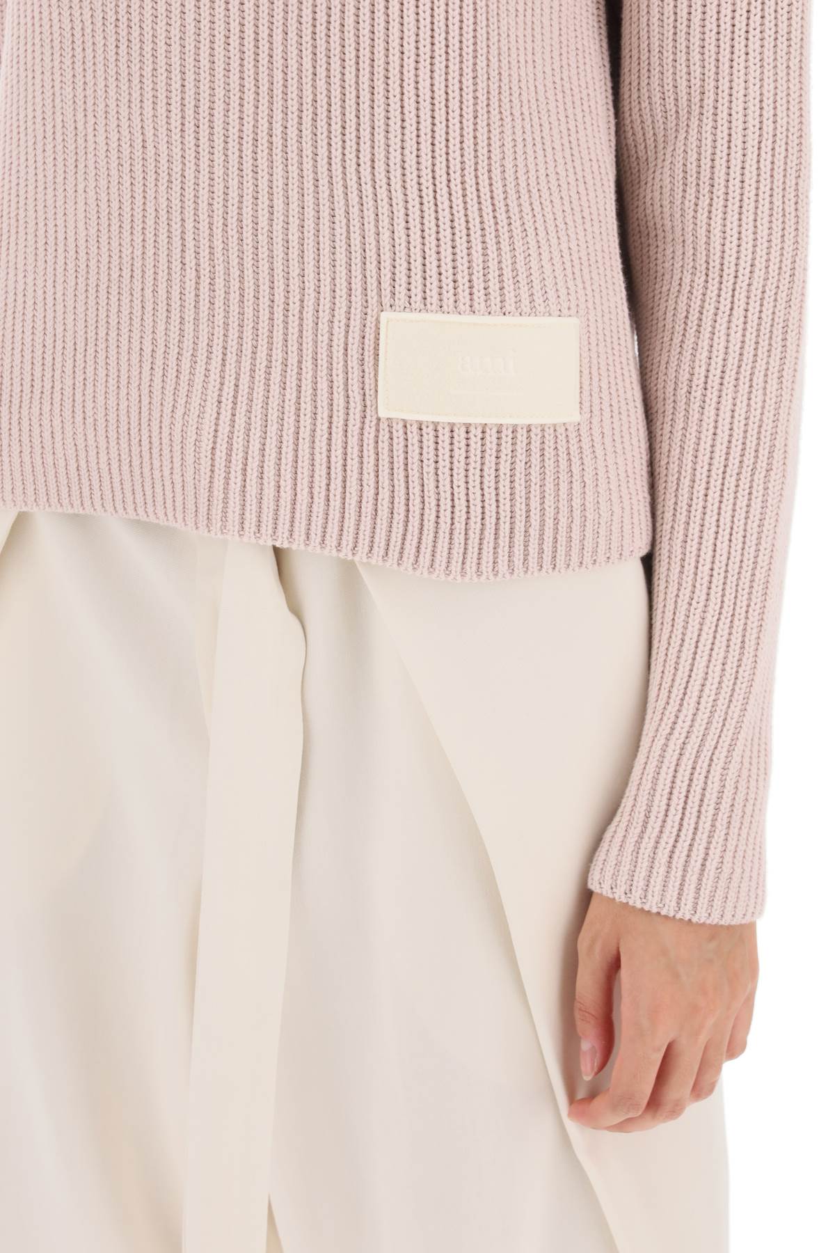 Ami Alexandre Matiussi English Rib Funnel Neck Sweater   Pink