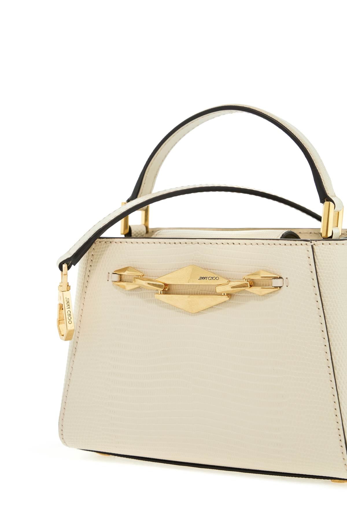 Jimmy Choo Mini Diamond Link Leather Lizard Print Handbag   Neutral