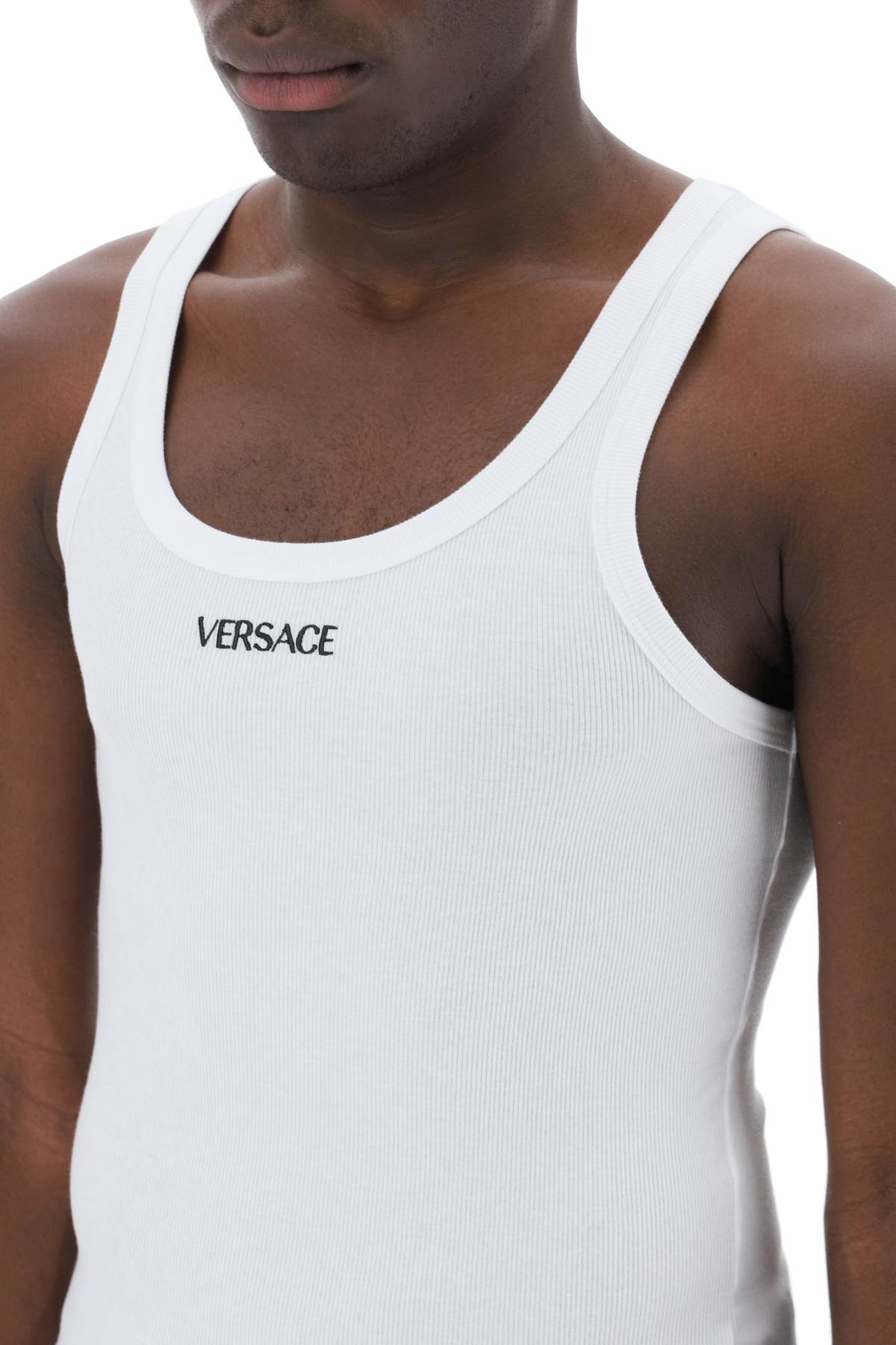 Versace Replace With Double Quoteintimate Tank Top With Embroidered   White